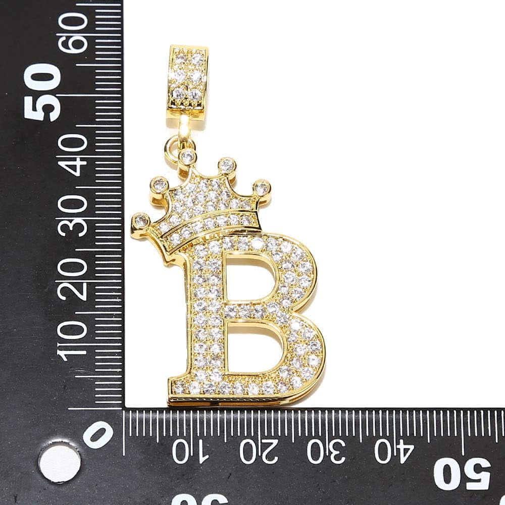 A-Z Letters Necklace Crown Necklace for Men Women 18K Gold Plated Letters Pendants with 23'' Chain Hip Hop Alphabet Name Jewelry Mom Gifts
